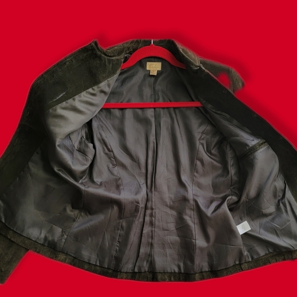 Women’s vintage suede leather Jacket Caslon size Petite Small Dark Brown - Picture 6 of 12